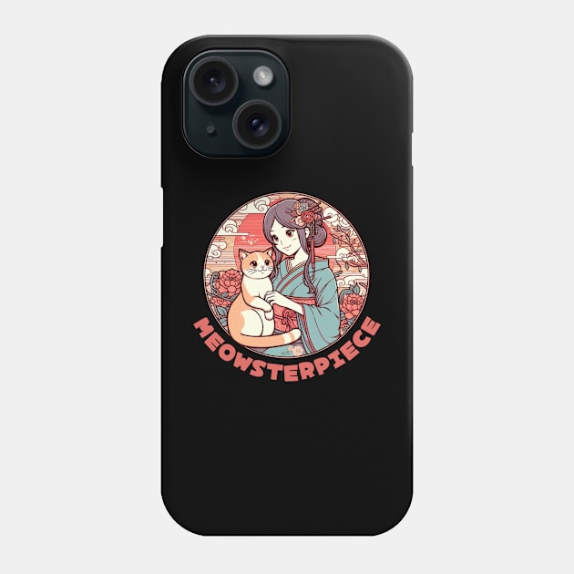 Japanese cat Vintage Kimono girl Phone Case by Japanese Fever