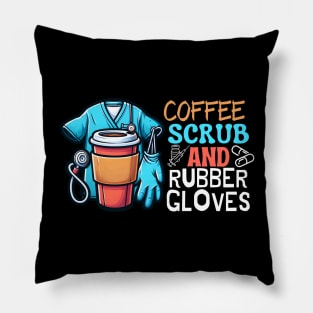COFFEE SCRUB AND RUBBER GLOVES Pillow