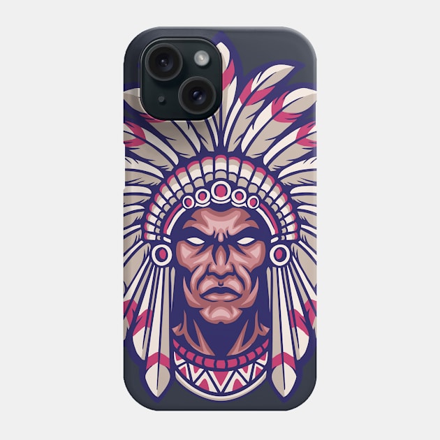 Red American Indian Love Phone Case by spacemedia