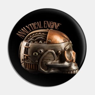 Analytical Engine Steampunk Skull and Geared Brain Pin