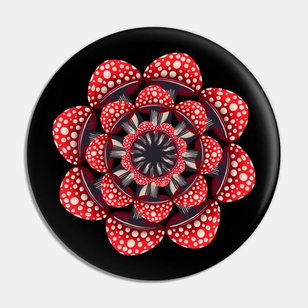 Red Mushroom Mandala Pin by DaveDanchuk