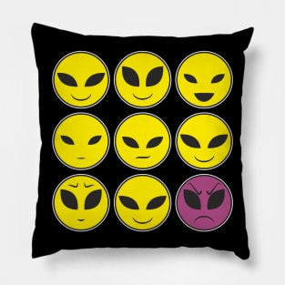 Funny Alien Heads And Facial Expressions As Pattern Pillow