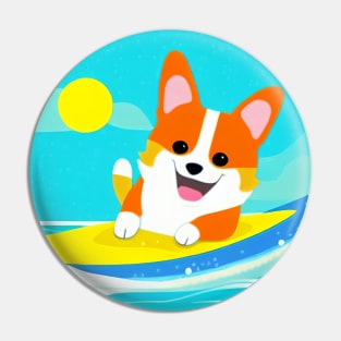 Surfing Corgi Dog Pin