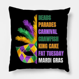 Fun Mardi Gras Beads Crawfish Parade Pillow