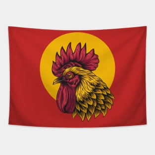 Rooster Yellow Circle Tapestry