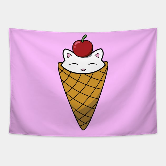 Cute cat in ice cream cone Tapestry by Purrfect