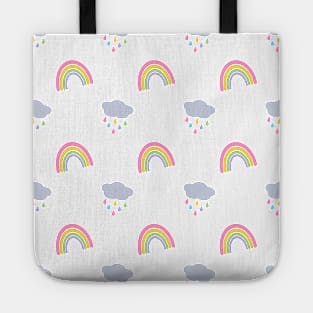 Rainbow and Rain Clouds Pattern Tote