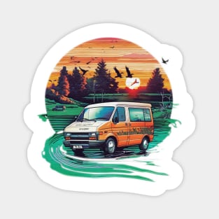 Camper van with a beautiful sunset Magnet