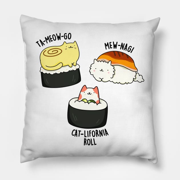 Tameowgo Mewnagi Catlifornia Cute Sushi Pun Pillow by punnybone