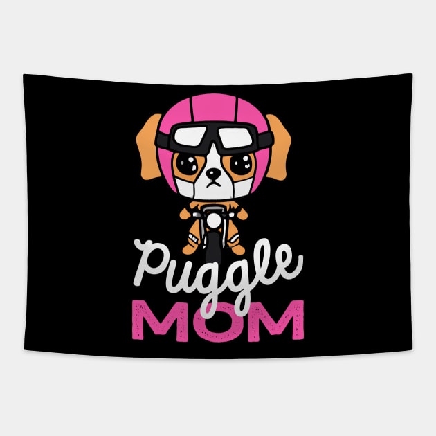 Puggle Mom Racing Funny Dog Owner Retro Dog Mother Tapestry by BetterManufaktur