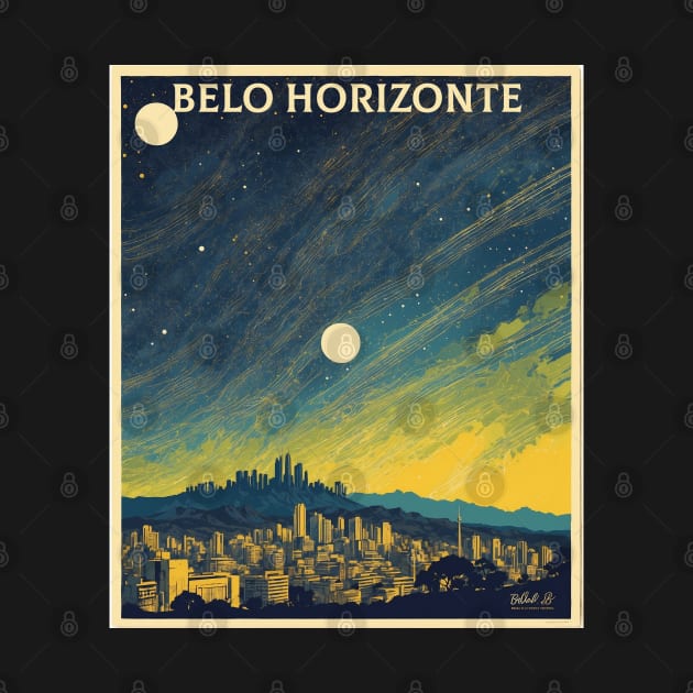 Belo Horizonte Starry Night Brazil Vintage Tourism Travel Poster by TravelersGems