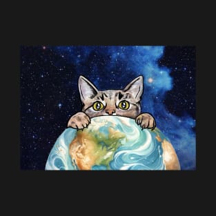 Cat holding the earth T-Shirt