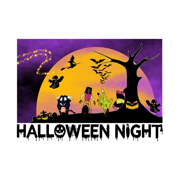 Halloween Night With Guest tee design birthday gift graphic by TeeSeller07