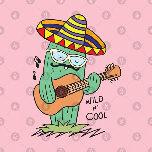 cactus playing guitar by Mako Design 