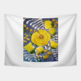 Yellow Bloom, Modern Yellow Flowers, Abstract Floral Prints, Country Cottage, Floral Tote, Floral Bedding, Floral Bath, Floral Decor Tapestry