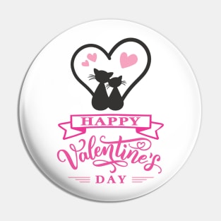 Two cute romantic cats. Happy Valentine´s Day Pin