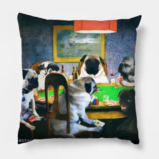 Pugs playing poker Pillow