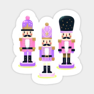 Purple and Pink Nutcracker Trio Christmas Design Magnet