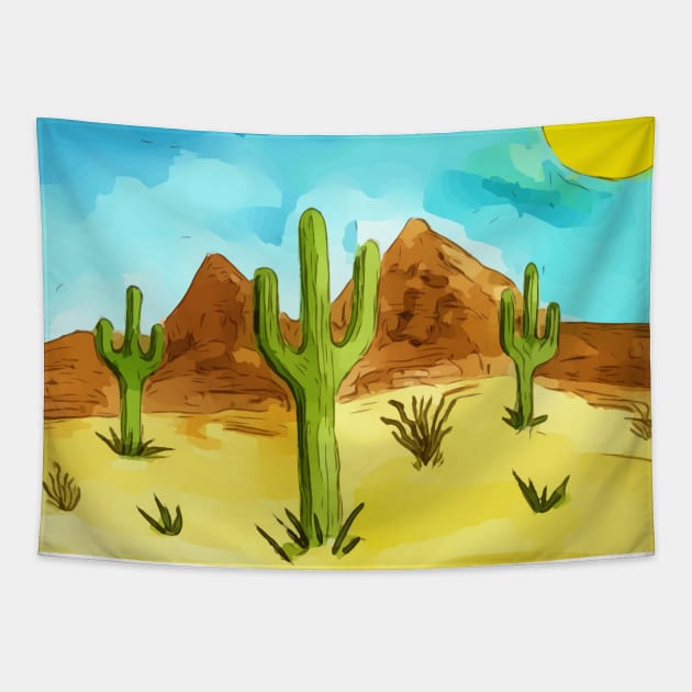 Saguaro cactus as seen in the Saguaro National Park in Arizona Tapestry by WelshDesigns