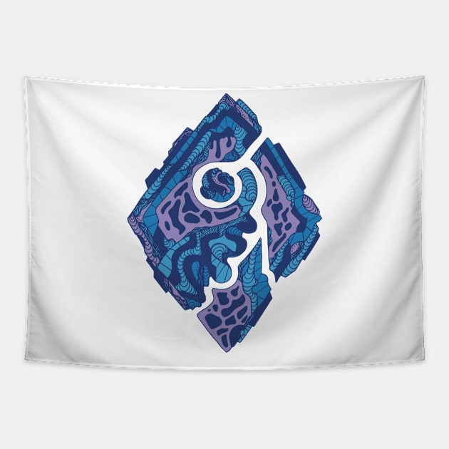 Mountain Blue Abstract Rhombus Tapestry by kenallouis