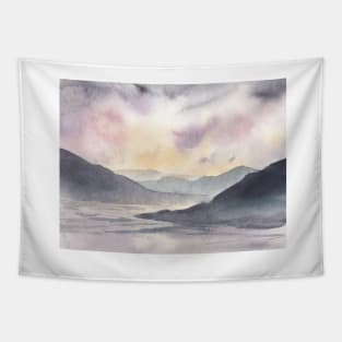 Purple Blue Mountain Sunset Tapestry