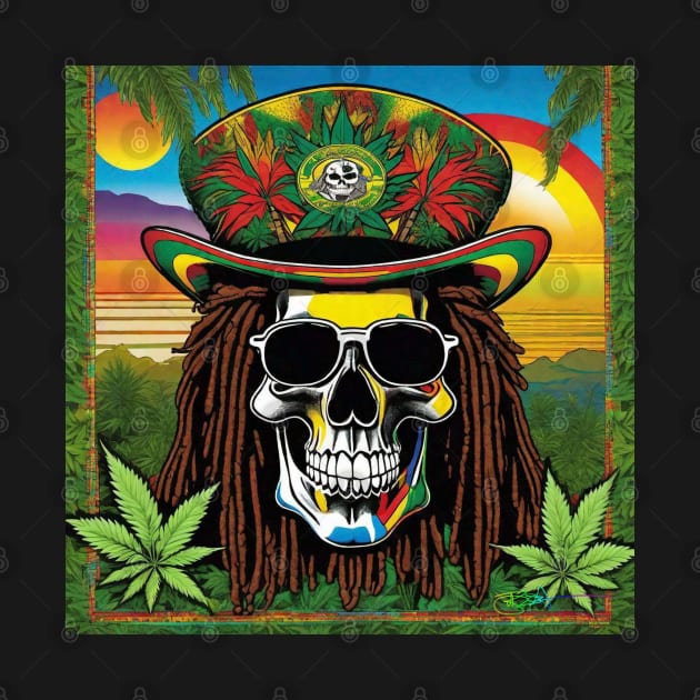 Reggae Music - Jamaican Stoner Skull 29 by Benito Del Ray