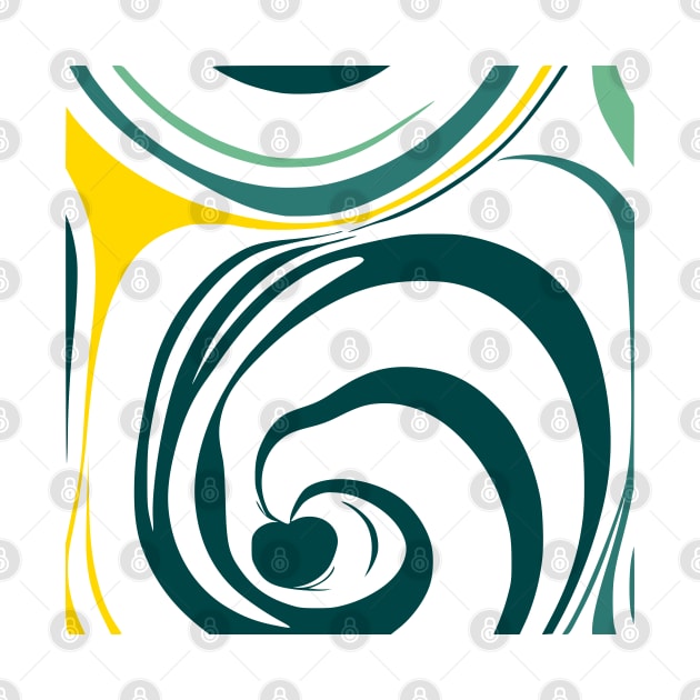 Spiral Green Yellow Abstract art by Golptika Design