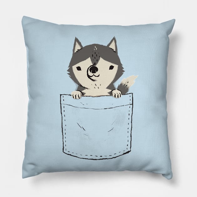 pocket husky Pillow by Louisros