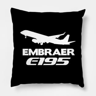 Embraer E195 Silhouette Print (White) Pillow