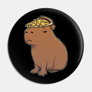 Capybara with a Hawaiian Pizza on its head Pin