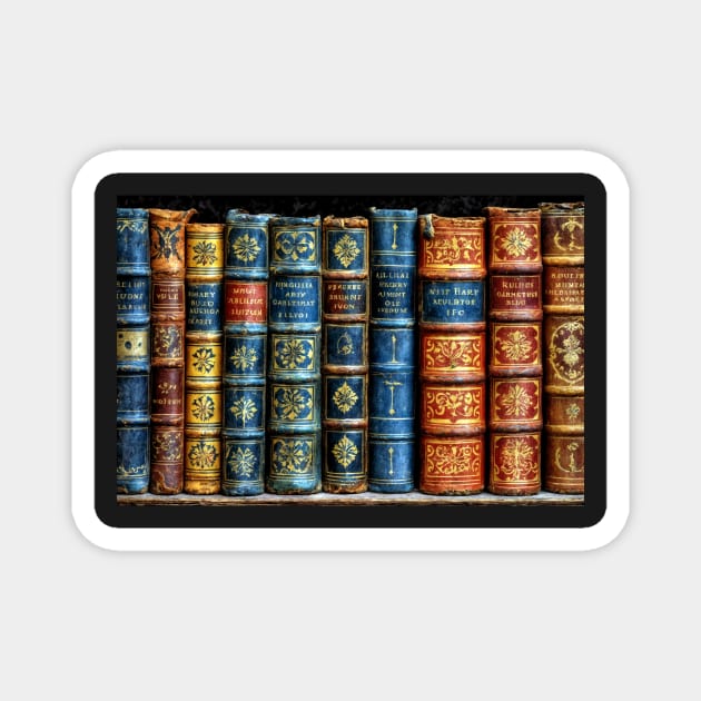 Classic Books on a Shelf - Landscape Magnet by jecphotography