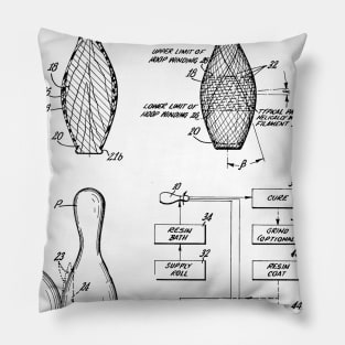 Bowling Pin Vintage Patent Hand Drawing Pillow