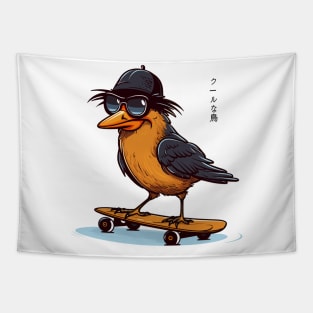 Cool Bird On Skateboard Tapestry