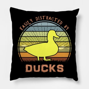 Easily Distracted By Ducks Pillow