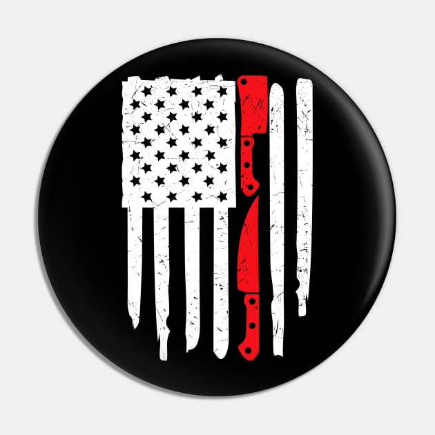 Butcher American Flag Meat Cleaver Pin by mohazain
