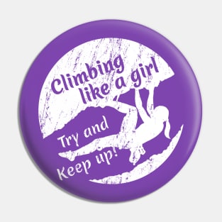 Climbing like a girl - White Logo Pin