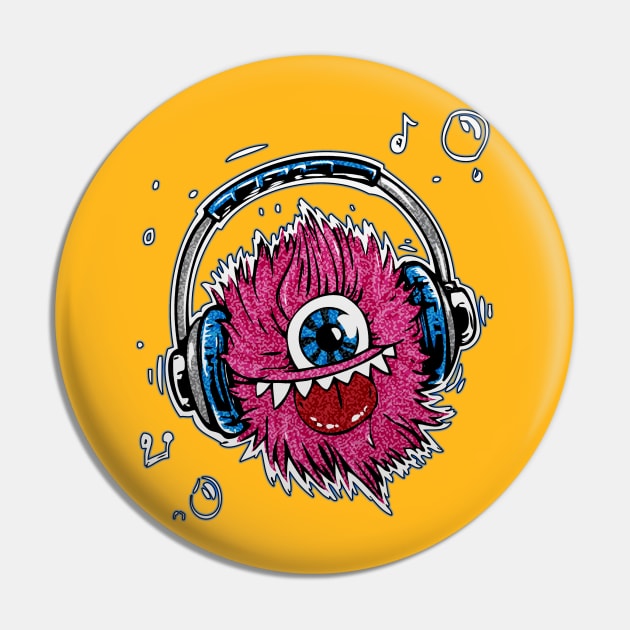 Headphone Eye Face by Basement Mastermind Pin by BasementMaster