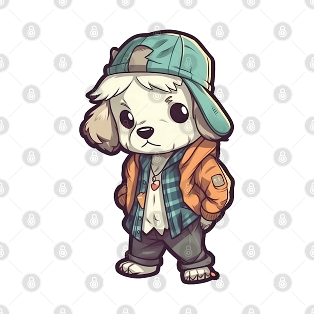 A cute dog wearing street fashion by AestheticsArt81