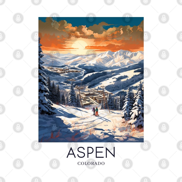 A Pop Art Travel Print of Aspen - Colorado - US by Studio Red Koala