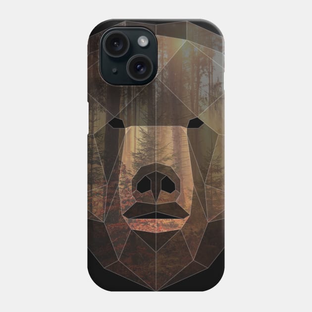 Bear Low Poly Double Exposure Art Phone Case by Jay Diloy