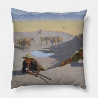 Fight for the Waterhole by Frederic Remington Pillow