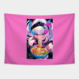 Cute Anime Girl |  Ramen Noodles | Hentaii Chibi Kawaii Design Tapestry