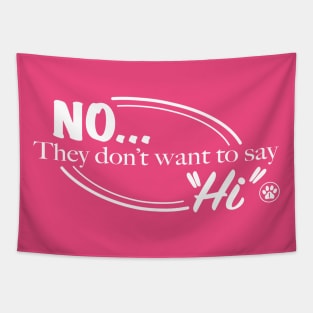 No They Don't Want To Say "Hi" - White Version Tapestry