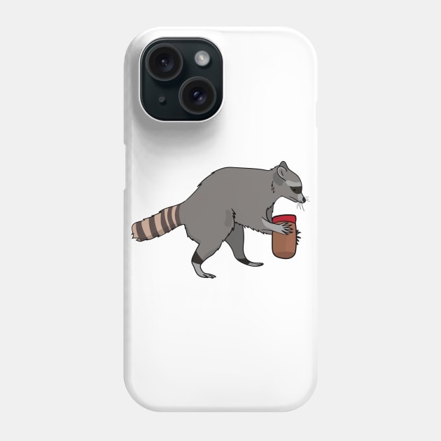 Raccoon Stealing Peanut Butter Phone Case by jeff's stickers