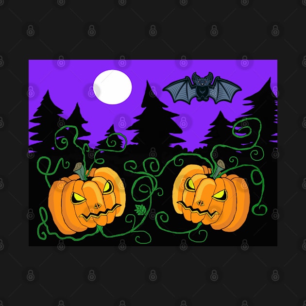 Scary halloween jack o lanterns scene by VICTIMRED