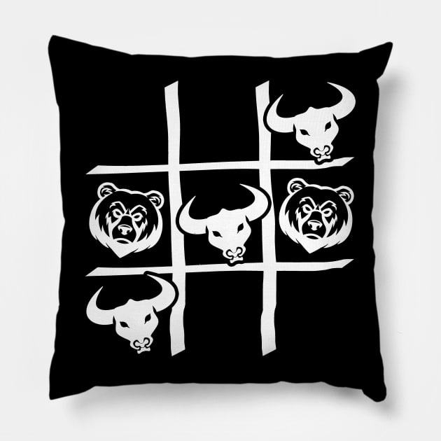 Bulls Bears Tic Tac Toe Pillow by BERMA Art