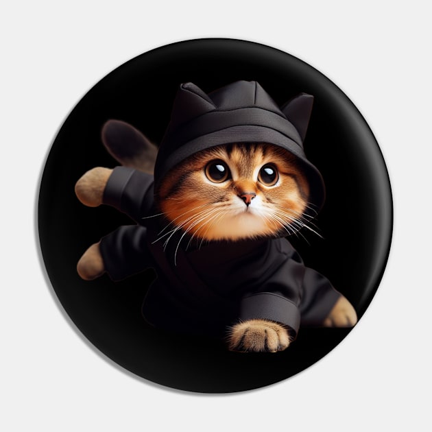 Precious Ninja Prowler Cute Ninja Cat Pin by Divineshopy