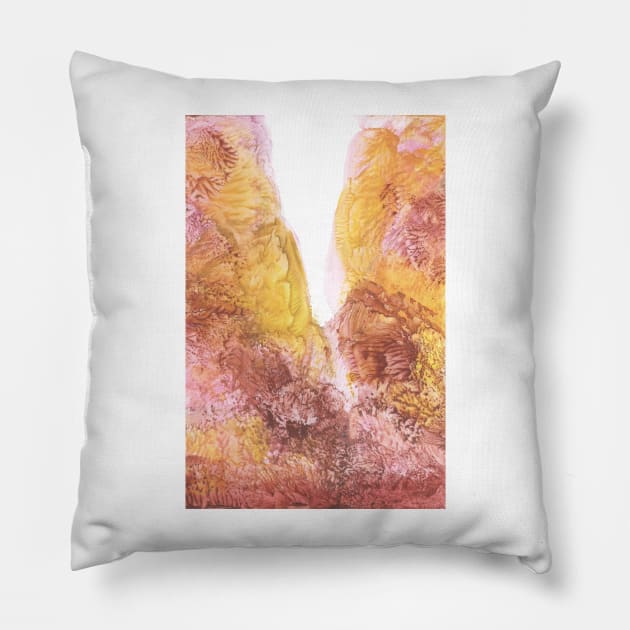 Fantastic landscape, nature. Encaustic wax art. Painting drawing Pillow by grafinya