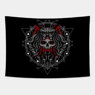 skull sacred geometry Tapestry