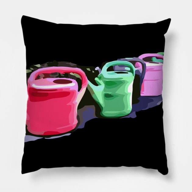 Watering Cans Pillow by RosArt100